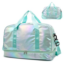 Rapidbok Large Travel Bag with Shoe Compartment, 40L Sports Bag Men Women Waterproof Fitness Bag Dry Wet Separation Luggage Bag Travel Swimming Bag Hand Luggage Bag for Sports Travel, Green, Sports,