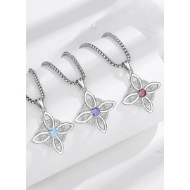 CELESTIA Nudo de Bruja Plata 925 Original Witches Knot Necklaces for Women Cubic Zirconia Jewelry - 20''+2'' Extender Box Chain, Sterling Silver, Cubic Zirconia