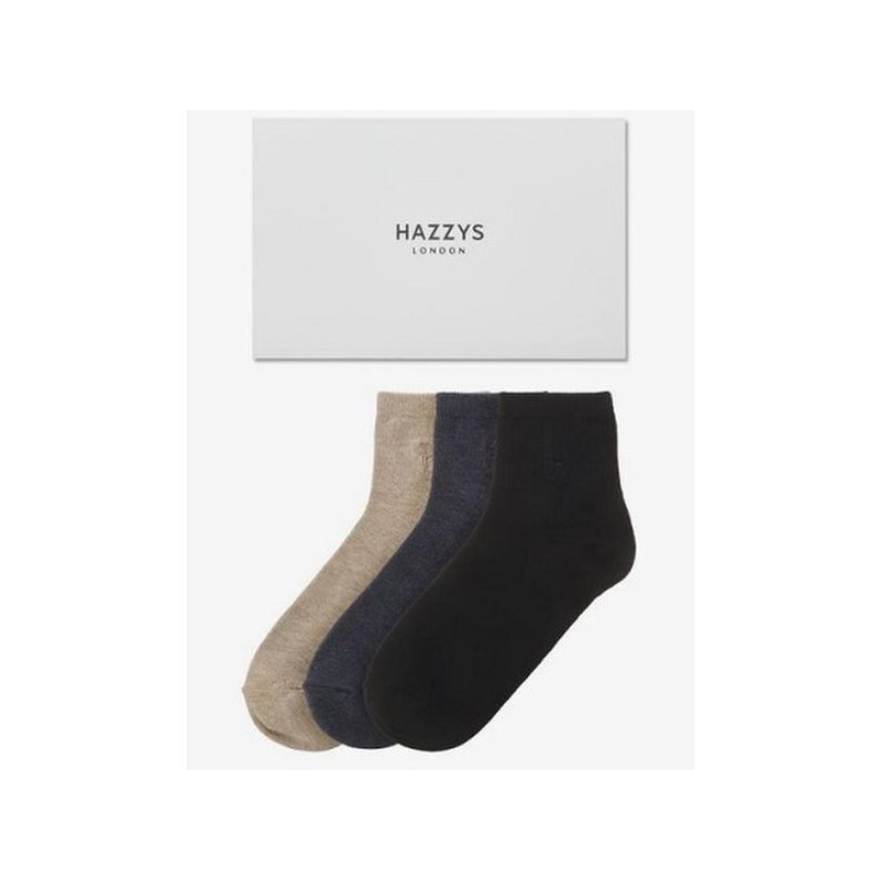 Hazzys (대구신세계)블랙 퍼피자수 면 단목양말3종세트 HISS5E220BK (Daegu Shinsegae) Black Puppy