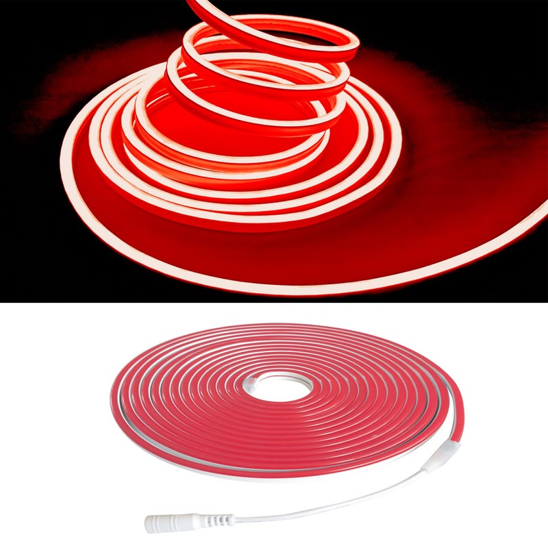 Maxlaxer Red Neon LED Strip Lights, 16.4ft 12V Waterproof Flexible