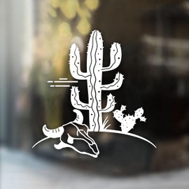 Desert Cactus Car Decal Western, Wild Natural, Cow Skull Vinyl Stickers, Cowboy Inspiration, Car Accessories, Waterproof 6 Inches Bumper Decal Gifts for Mom Dad Friend Coworker