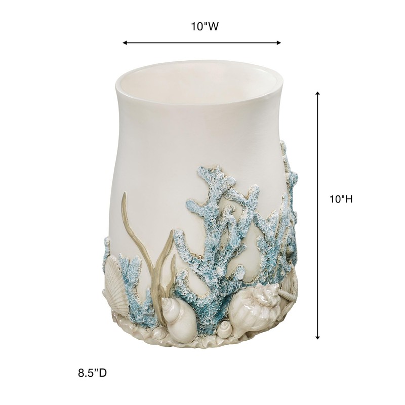 Touch of Class Coral Treasures Coastal Wastebasket Waste Basket