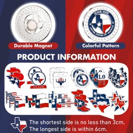 Konohan 24 Pcs Texas Magnets for Refrigerator Metal Fridge Magnet Magnetic Texas Souvenirs Gifts USA State Magnetic Refrigerator Stickers, Flag, Map,Cowboy Hat and Boots
