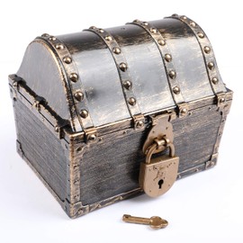 Leadtex Kids Pirate Treasure Chest Plastic Pirate Vintage Treasure Box,Bronze.