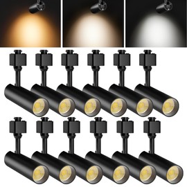 OTeedo 12 Pack 10W Dimmable LED Track Lighting Heads Flicker Free Bright H Type Track Light fixtures 3 Color Adjustable 3000K-4500K-6000K Ceiling Spotlight 24° Angle for Accent Retail 1000lm Black