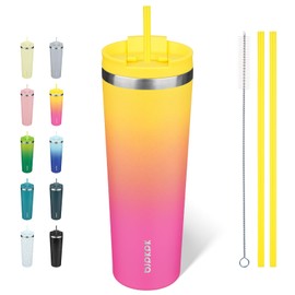 BJPKPK 30oz Stainless Steel Insulated Tumbler With lid And Straw Travel Coffee Thermal Tumblers Cup For Women And Men,Pink Yellow Rose
