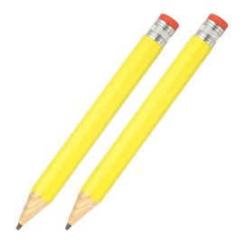 PATIKIL 2 Pcs Wooden Giant Pencil, 13.4 Inch Big Pencil Props Large Funny Novelty Pencils with Cap for Home Decor Office Christmas Party, Yellow