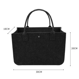 Felt Shopping Bag, Pack of 2, Felt Bag, Shopping Bag, Foldable Felt Bags, Shopper, 30 x 20 x 18 cm (Black + Grey)