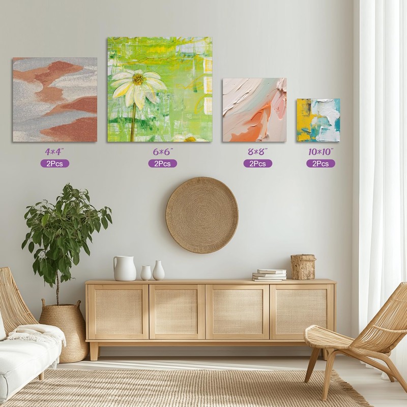 PUOPOSTY 8 Value Pack Stretched Canvas for Painting, Multi-Size (4x4,