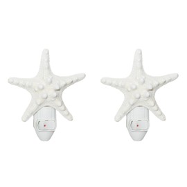 U.S. Shell, Inc. 05149 Seashell Night Light Set of 2 (White Armoured Starfish)