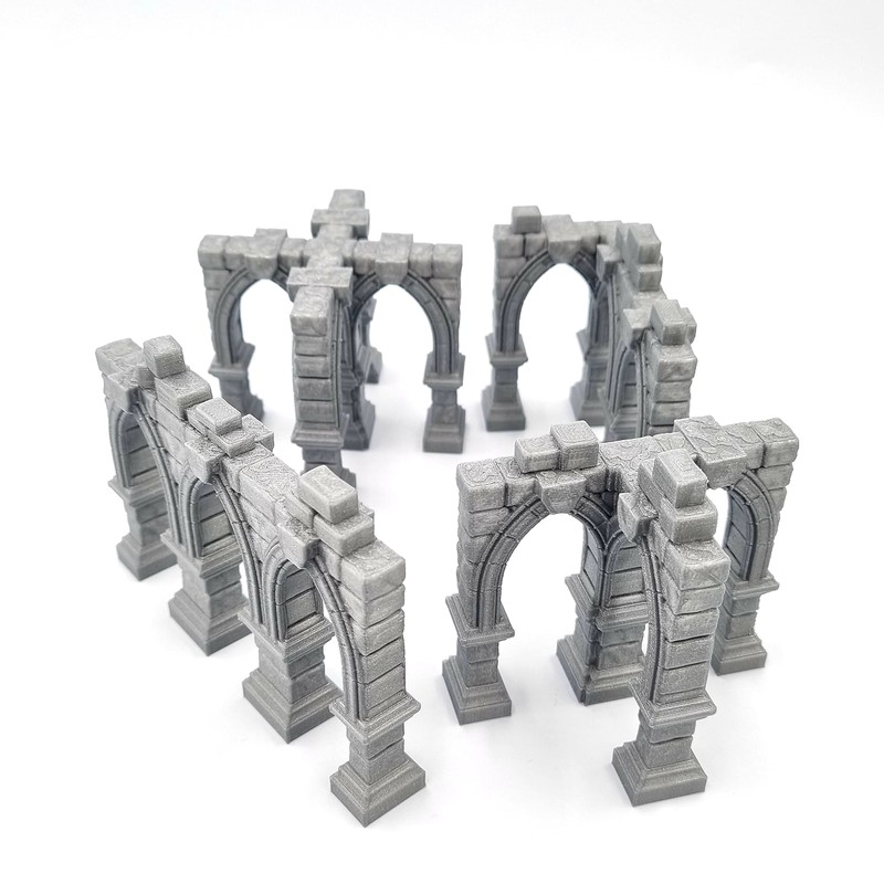 QP3D Battle Ruined Building Pillars Wall, Terrain Scenery for Tabletop