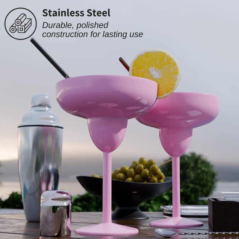 Valentine Vacuum Sealed Margarita Glass with Lid Break-Resistant Stainless Steel
