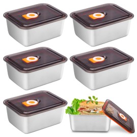 imposyu Pack of 6 Food Storage Containers with Lids Stainless Steel Containers with Lid Reusable Freezer Containers 500 ml for Fridge Restaurant Kitchen