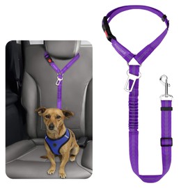 BWOGUE Pet Dog Cat Seat Belt Reflective Car Dog Headrest Restraint Leash Elastic Buffer Bungee Adjustable Tangle-Free Safety Leads Vehicle Seatbelt Harness for Small, Medium and Large Dogs (1 Pack)