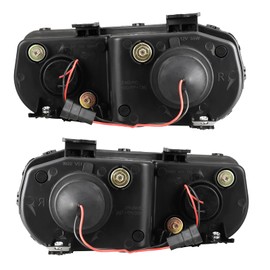 ROXX Replacement Headlight Assembly Compatible with 1994 1995 1996 1997 Acura Integra Left Driver and Right Passenger Side Halogen With bulbs (Black)