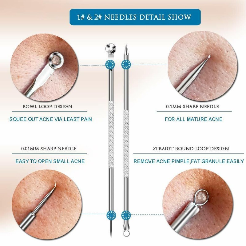 USCOLOR Pimple Remover Tool Kit Blackhead Extractor Comedone Acne Spot