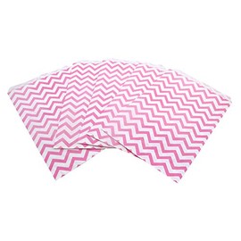 100 Qty 8.5" x 11" Decorative Flat Paper Gift Bags - Pink Chevron Pattern on White Kraft Bags - for Sales/Treats/Parties Cookies/Gifts - N'icePackaging