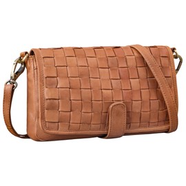 STILORD 'Carmen' Braided Handbag Leather Women's Medium Large Woven Everyday Bag Braided Look Shoulder Bag Genuine Leather Shoulder Bag Elegant Vintage Leather Bag, Rustico - Brown