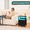 Yoobure Nightstand with Charging Station, LED Night Stand with Fabric