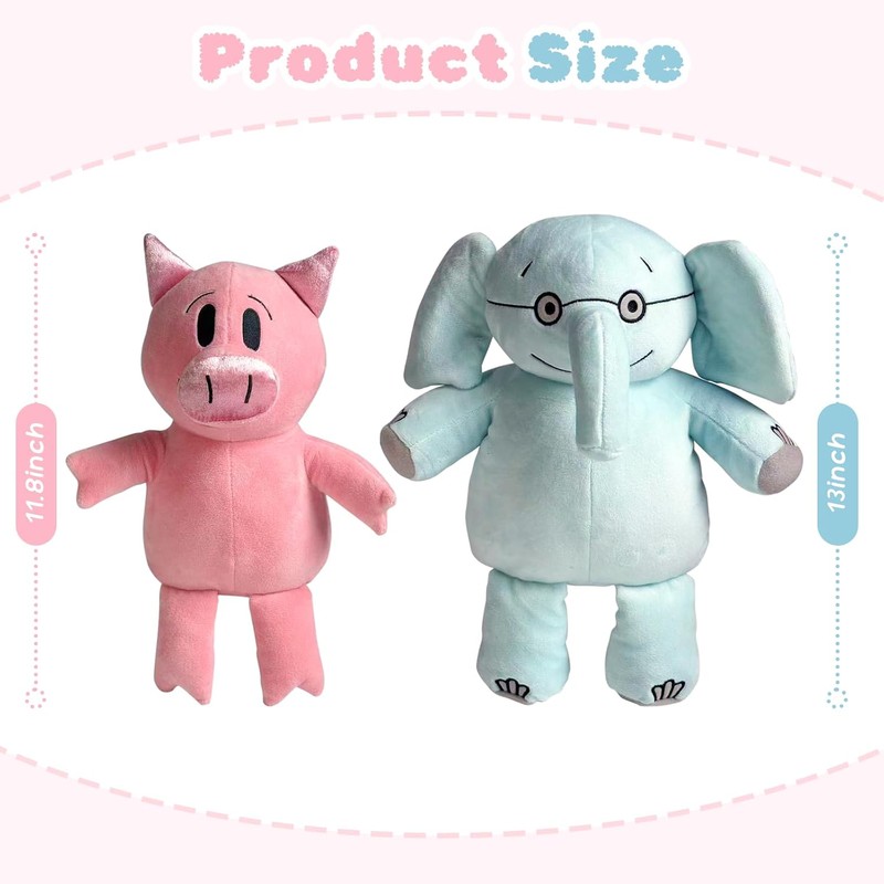 Elephant and Pig Book Plush Toy Set, Reading Buddy Plush