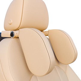Belmeri Car Headrest Pillow,Head, Neck Support Pillow,U Shaped Car Sleeping Pillow,180° Adjustable,Improve Head and Neck Posture and Adjust Sleep Position,Suitable for Kids and Adults (Beige)