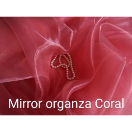 Unbranded Mirror Organza Coral 59" by the yard. Shinny sheer organza. Swatches available.