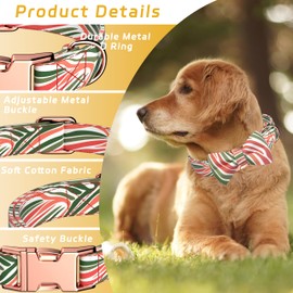 Miavers Adjustable Soft Cotton Bow Tie Puppy Collar with Metal Buckle, Detachable Bow Tie for Small Medium Large Dogs (Pink Gray Stripes, M)