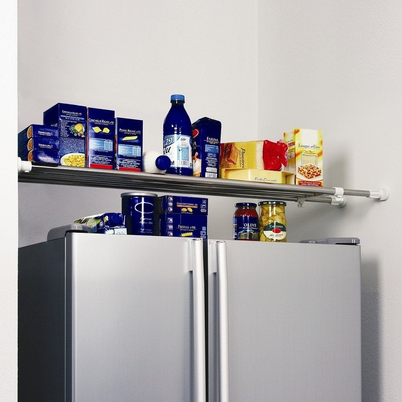 BAOYOUNI Closet Tension Shelf & Rod, Bathroom Kitchen Garage Telescopic