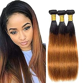 Brown Bundles Ombre Hair Bundles Wefts Real Hair Extension Real Hair 1B30 Straight Human Hair Bundles Hair Extensions Straight Hair Bundles Human Hair Bundles for Black Woman 22 24 26 Inches