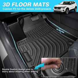 Sunsdrew Floor Mats for 2020-2023 Kia Seltos,3PCS Front&Rear Row Car Liner Set,All Weather Guard Floor Liners Waterproof Carpet Mats Odorless Full Set Accessories