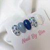 [Handmade Nail Tips] Blue Leopard Nails - Square / [수제네일팁]