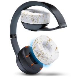 WC SweatZ Beats Solo - Sweat Earpad Covers For Beats Solo 3 & Beats Solo 2, Made By Wicked Cushions | Sweatproof, Washable & Preserves Comfort | Gold Marble