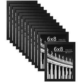 Picrit 6x8 Picture Frame Set of 12, Display 4x6 with Mat or 6x8 Without Mat, Photo Frames for Wall Mounting or Table Top Display, Black.