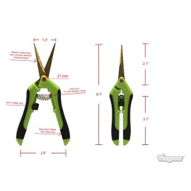 Viagrow V388S-6 Non Soft Grip Micro-Tip Pruning Snip with Strait Titanium Anti Resin Stick Coated Blade (6 Pack) Shears, 6-Pack, Green