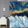 Umpoo Teal and Blue Marble Shower Curtain for Bathroom Abstract