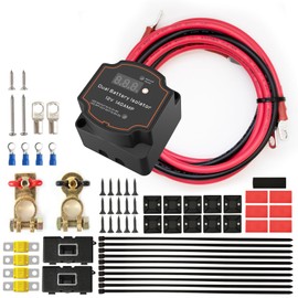 Battery Isolator 12V with 16.4ft 7AWG Cable Kit, 140AMP Split Charge Relay Kit Voltage Sense Relay, Automatic Smart Isolator Waterproof Dual Battery Disconnect Switch for RV, UTV, ATV, Car, Marine