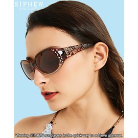SIPHEW Polarised Sunglasses Women's Oversized Classic Glasses with 400 UV Protection, Pearl Brown Frame - Brown Lens