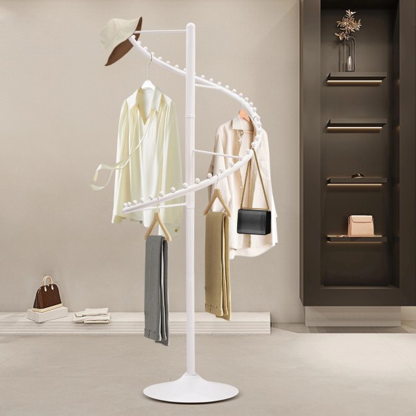 Unbranded Spiral Rotating Garment Rack Floor-Standing Display Clothes Shelf White