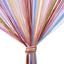 Vidillo Door String Curtain, Wall Panel Fringe Window Room Divider Blind, Home Patio Bedroom Decorative Tassel Screen Ribbon Strings Strip Silver Thread Screen (Multi-color),100x200_cm