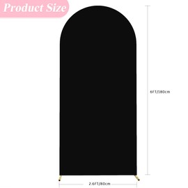 Asee'm 6FT Wedding Arch Cover Black Fitted Spandex Cover 2-Sided Round Top Chiara Backdrop Stand Covers for Party Ceremony Birthday Banquet Decoration