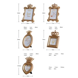 Alipis Retro Crown Photo Frame 7.28X4.72In Luxury Gold Decorative Picture Frame with Kickstand for Tabletop Display Home Office Gallery