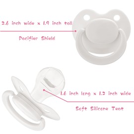 Somniumnight Adult Sized Pacifier Bigshield : Replacement Silicone Paci Big Teat for Anxiety Release - Orthodontic Biny Taken Apart and Re-Assembled White