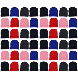 48 Pack Kids Winter Beanies, Warm Cold Weather Hats for Boys Girls Children, School Outdoors, Bulk
