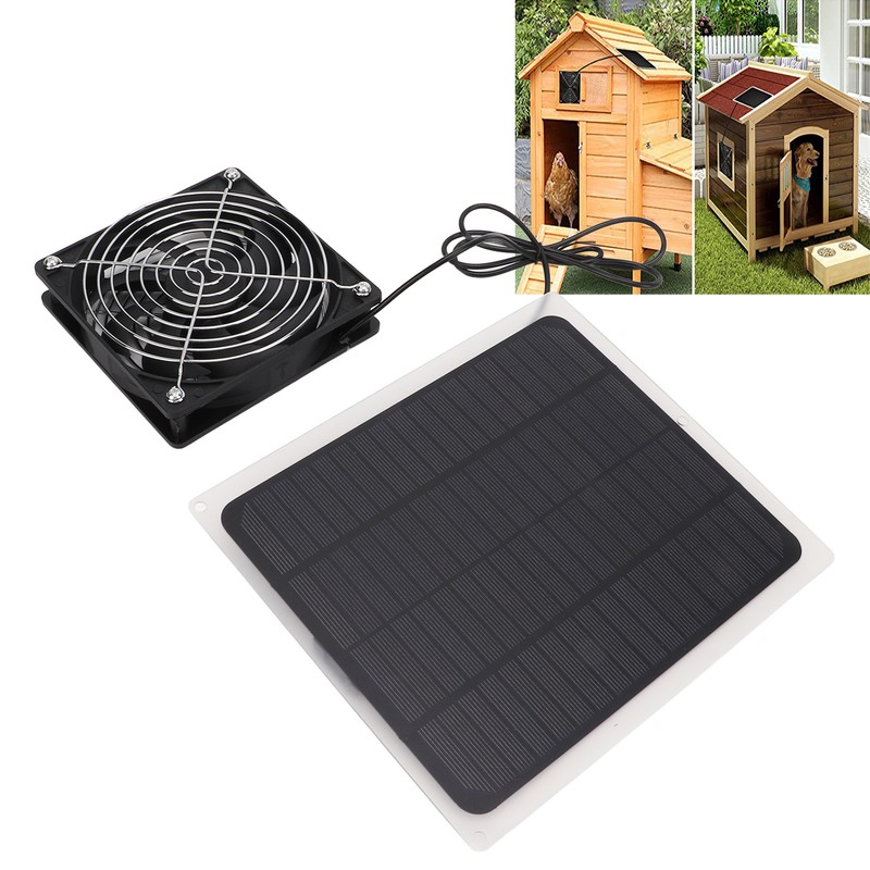 10W Solar Panel Fan Kit Waterproof Cooling Ventilator for Dog