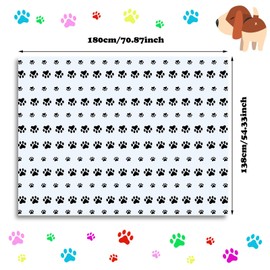 2 Pieces Puppy Paw Print Plastic Tablecloth Disposable Table Cover Puppy Themed Birthday Party Decorations for Dog Party Supplies (White,71 x 54 Inch)