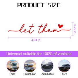 Zpana Car Rearview Mirror Sticker, 3PCS Let Them Vehicle Rear View Window Decal with Heart, Positive Self Affirmation Mindfulness Automotive Bumper Protector Accessories, Universal Fit (Red)