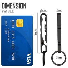 KeyUnity Titanium Black Keychain Pocket Clip | 2-in-1 EDC Key Ring Holder with Hex Bit Driver for Belt | Portable Hanging Buckle for Men & Women Outdoor Activities