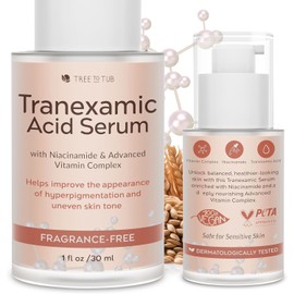 Tree to Tub Suero De Ácido Tranexámico Tree To Tub Para Todo Tipo De Piel: Reduce La Apariencia De Las Manchas Oscuras Con Alfa-Arbutina Ácido Hialurónico Y Vitamina C Fórmula Hidratante Y V