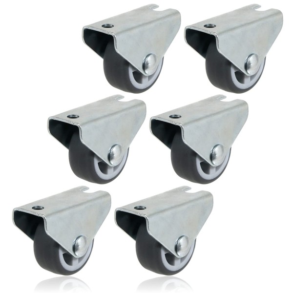 SPARES2GO Universal Castor Trolley Wheels Fixed Plate Fixing 1'' Mini