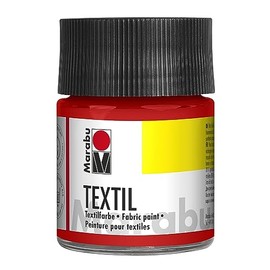 Marabu 17160005232 Textile Fabric Paint for Light Fabrics, Red 50 ml, Water-based Printing Ink, Washable up to 60°C, Iron or Oven Fixation
